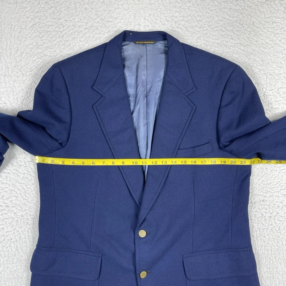 Thos Stuart Blazer Men XL Navy Blue‎ 100% Cashmere VTG Sport Coat Patch Pocket